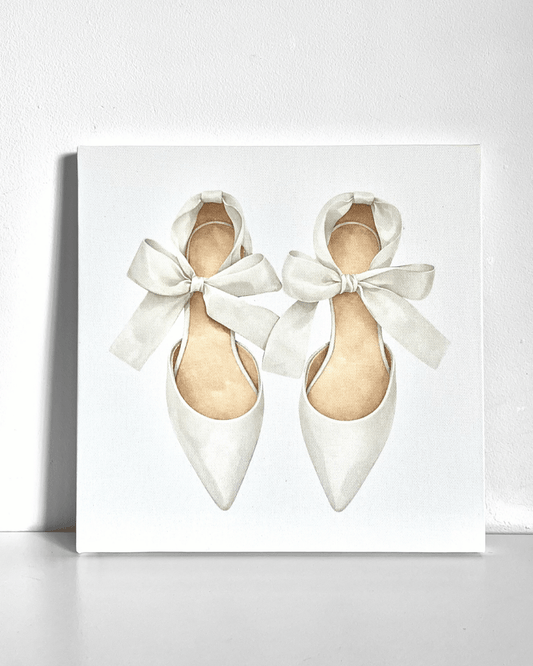 White Bow Heels Bedazzle Canvas Kit