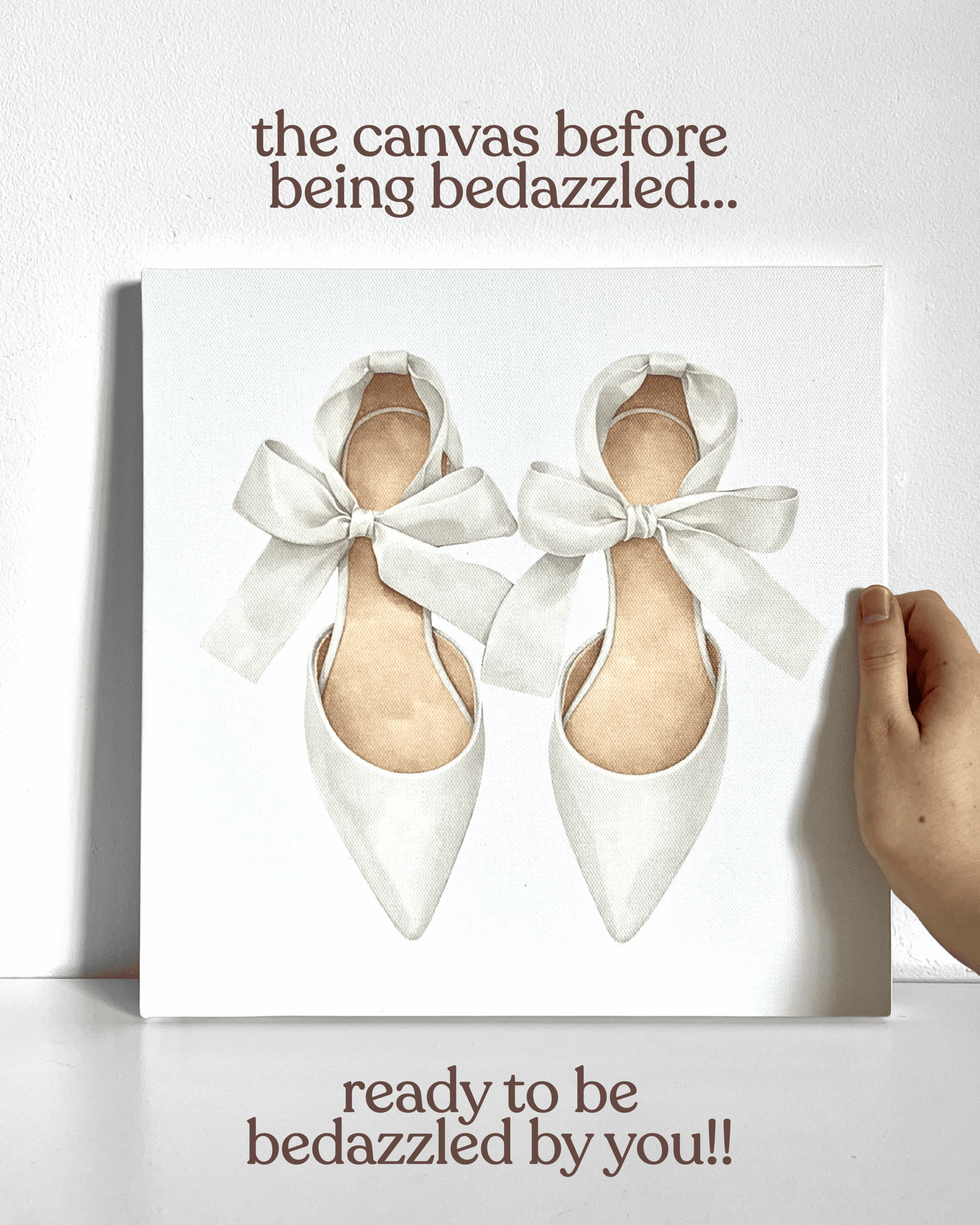 White Bow Heels Bedazzle Canvas Kit