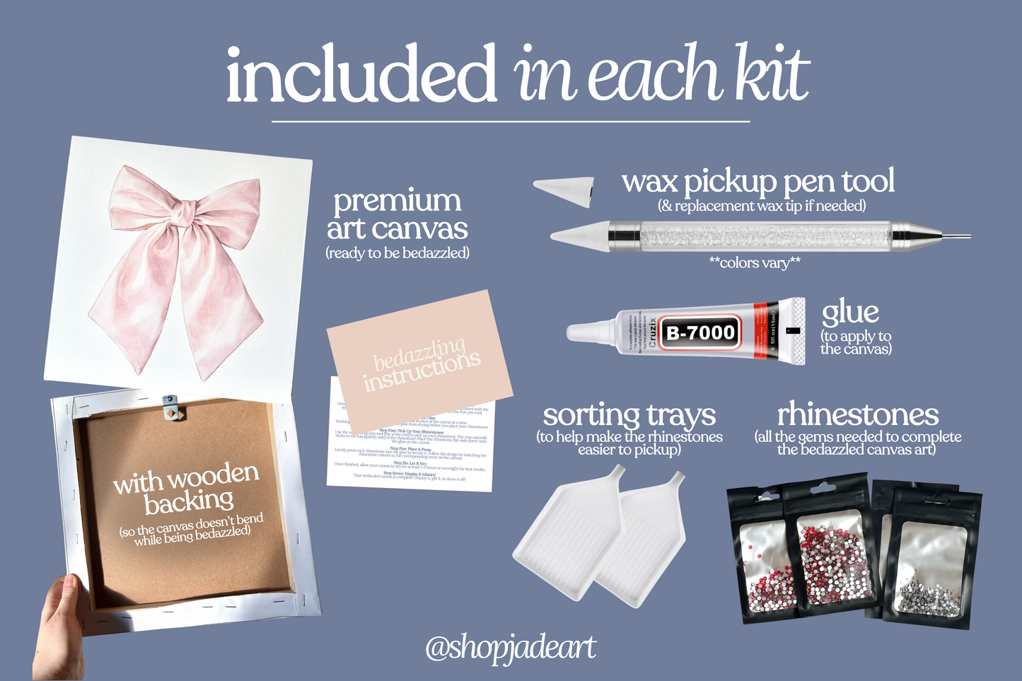 Pink Bow Bedazzle Canvas Kit