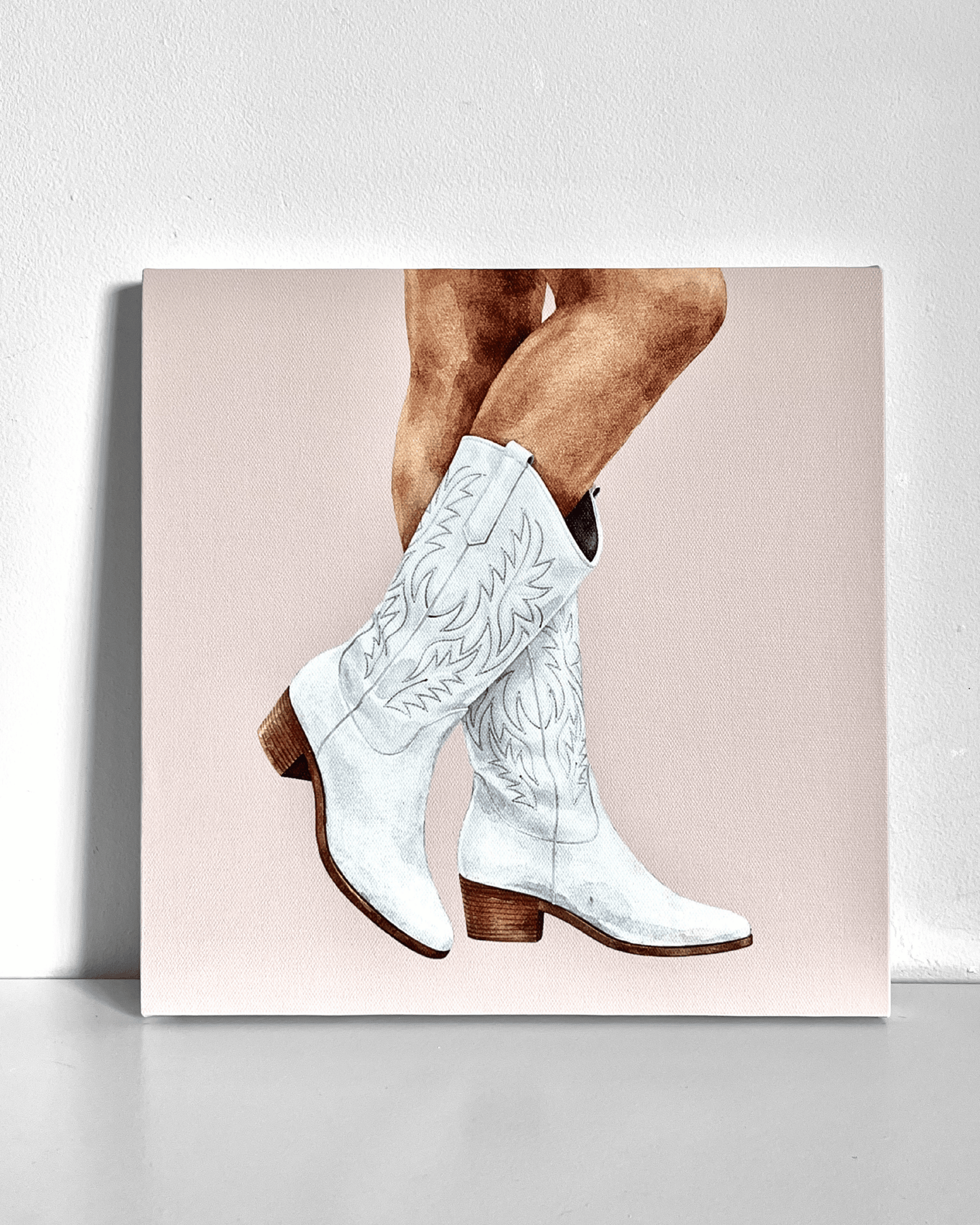 White Cowgirl Boots Bedazzle Canvas Kit