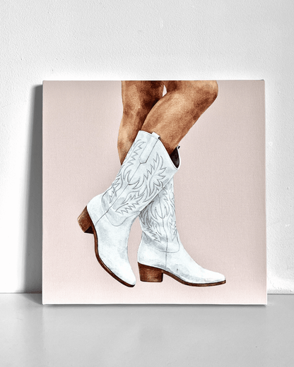 White Cowgirl Boots Bedazzle Canvas Kit