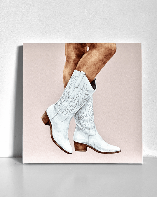 White Cowgirl Boots Bedazzle Canvas Kit