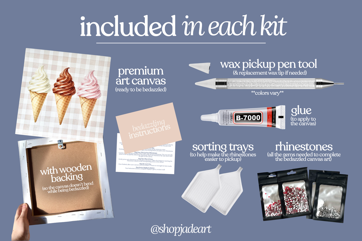 Ice Creams Bedazzle Canvas Kit