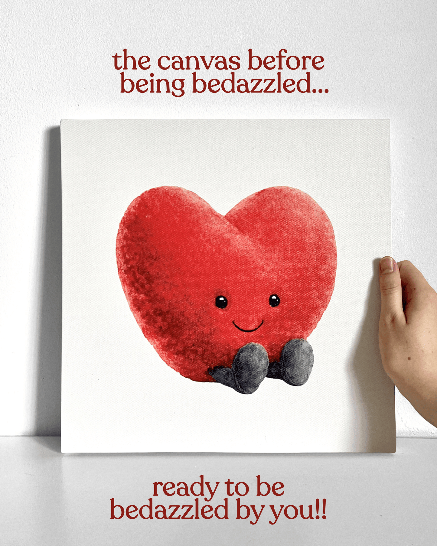 Heart Plushie Bedazzle Canvas Kit