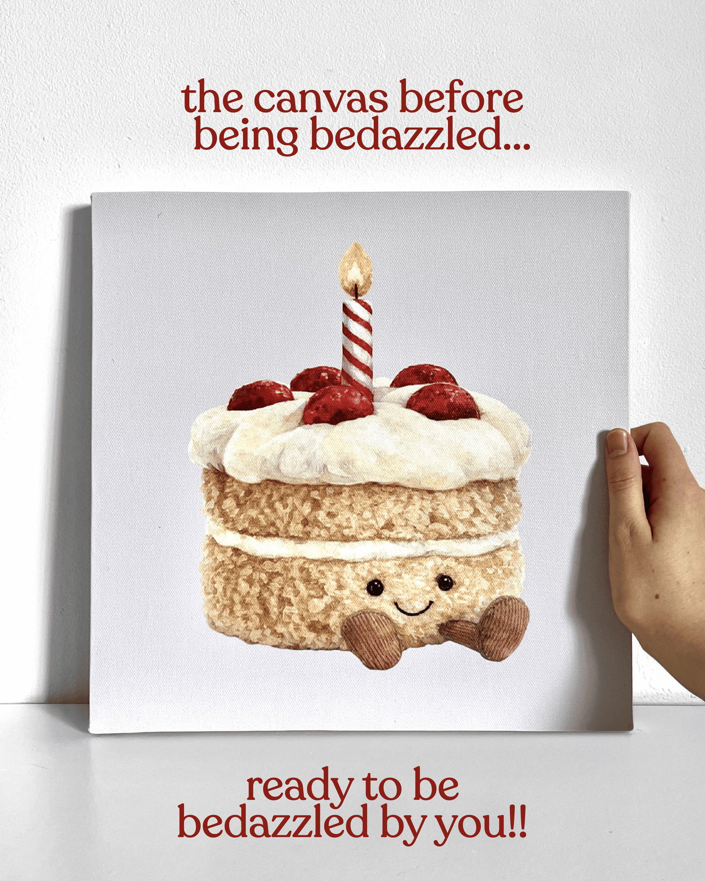 Birthday Cake Plushie Bedazzle Canvas Kit