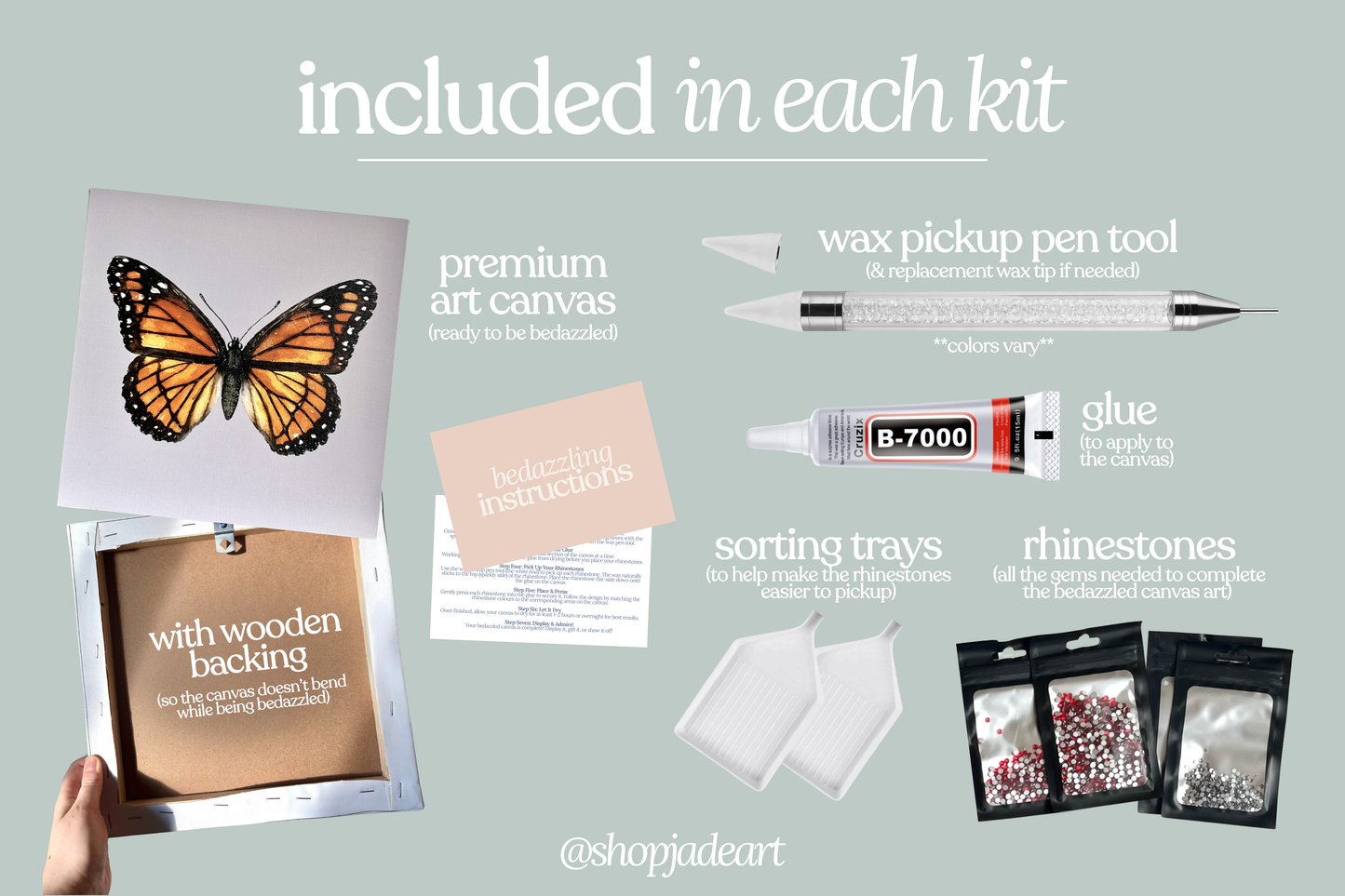 Monarch Butterfly Bedazzle Canvas Kit