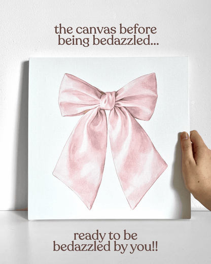 Pink Bow Bedazzle Canvas Kit