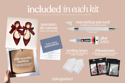 Burgundy Bow Heels Bedazzle Canvas Kit