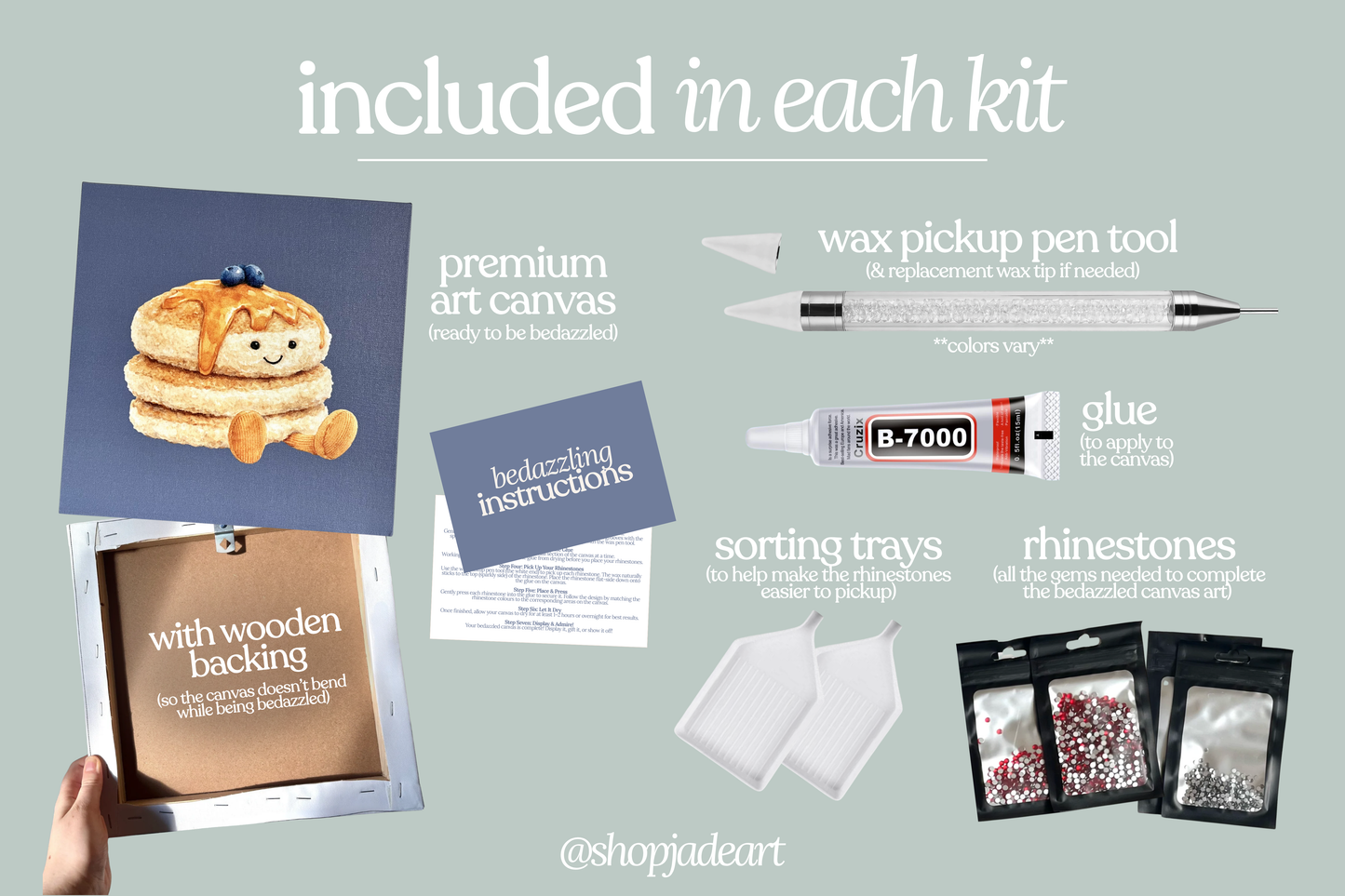 Blueberry Pancake Plushie Bedazzle Canvas Kit