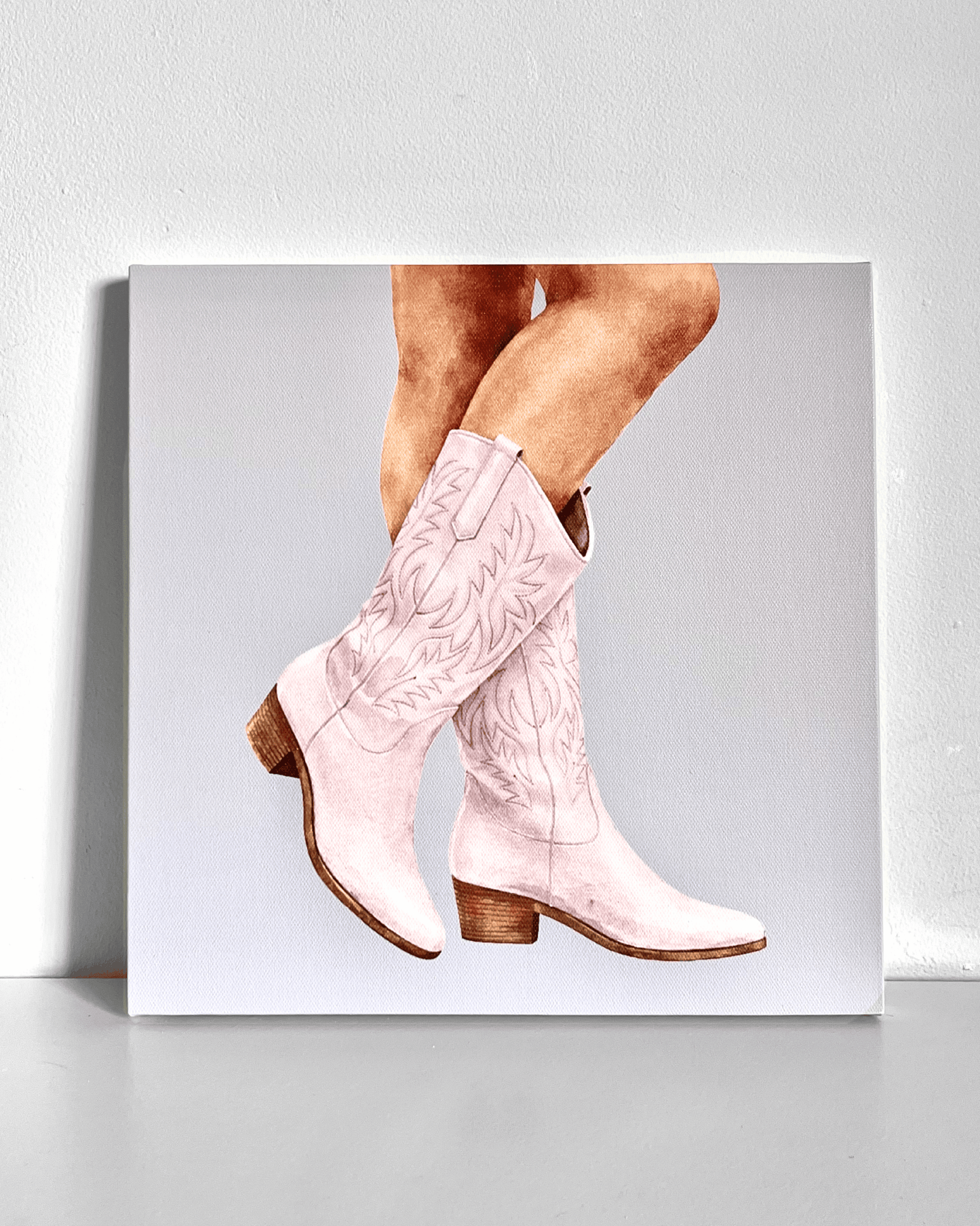 Light Pink Cowgirl Boots Bedazzle Canvas Kit