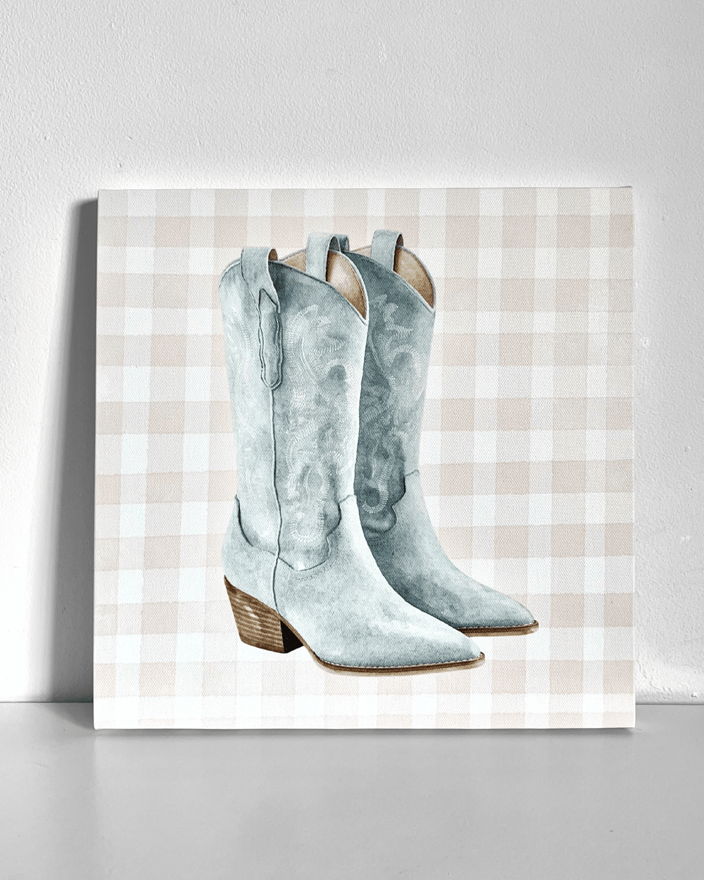 Blue Cowgirl Boots Bedazzle Canvas Kit