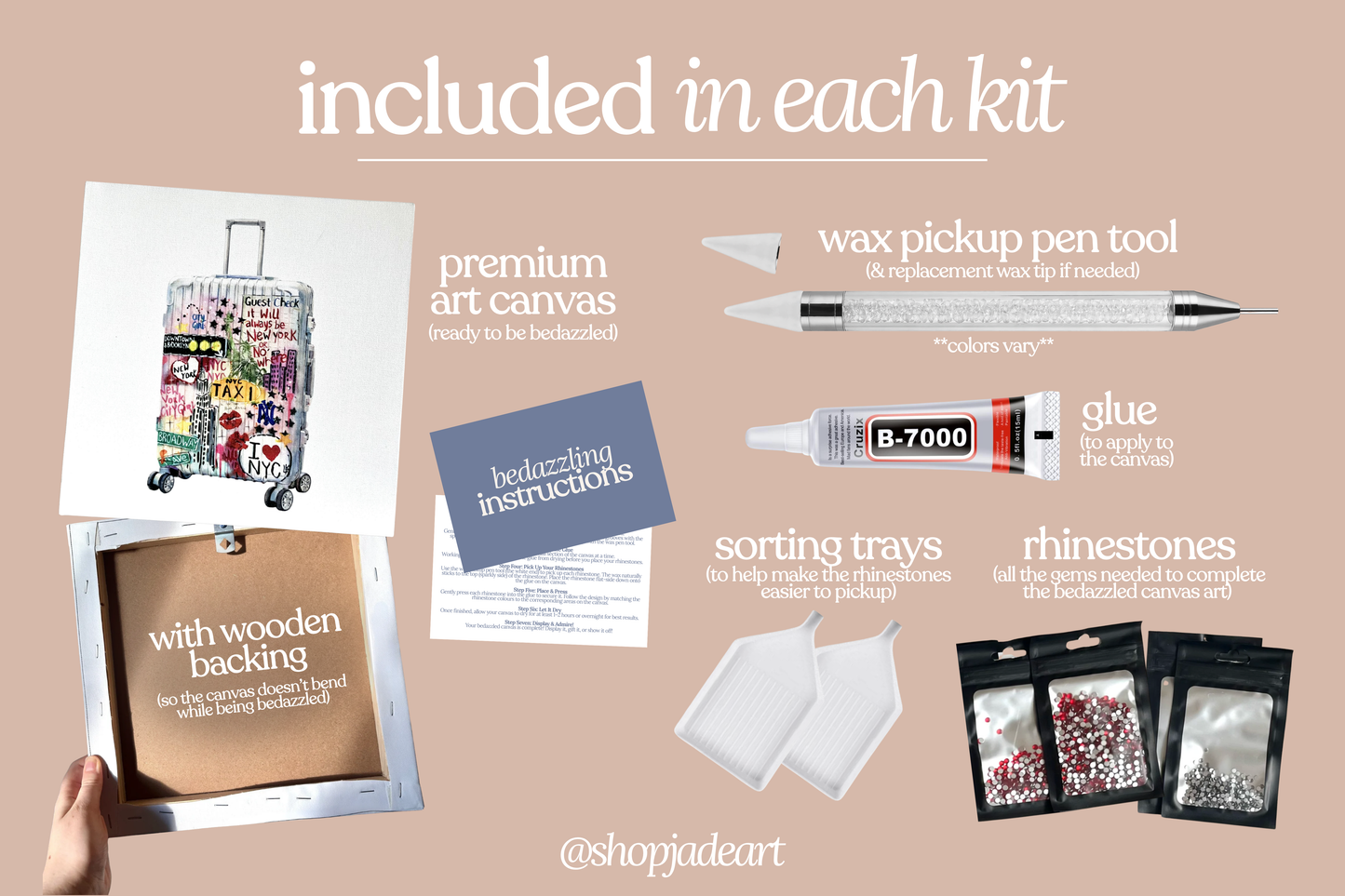 Suitcase Bedazzle Canvas Kit