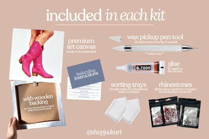 Hot Pink Cowgirl Boots Bedazzle Canvas Kit