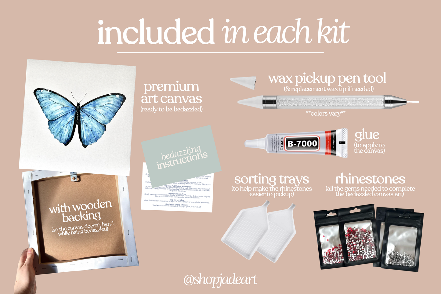 Blue Butterfly Bedazzle Canvas Kit