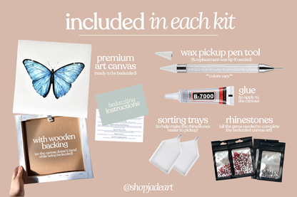 Blue Butterfly Bedazzle Canvas Kit