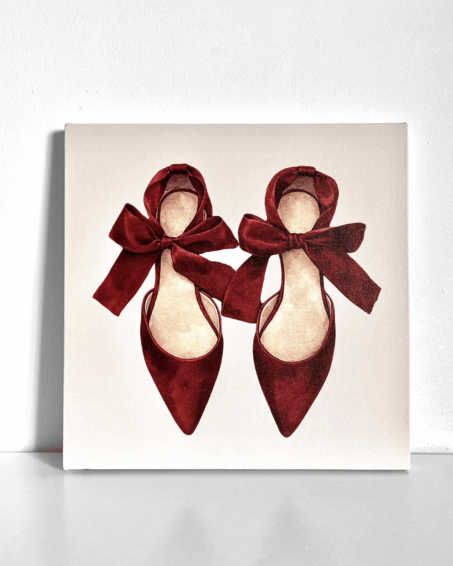 Burgundy Bow Heels Bedazzle Canvas Kit
