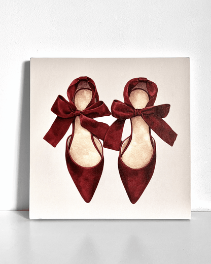 Burgundy Bow Heels Bedazzle Canvas Kit