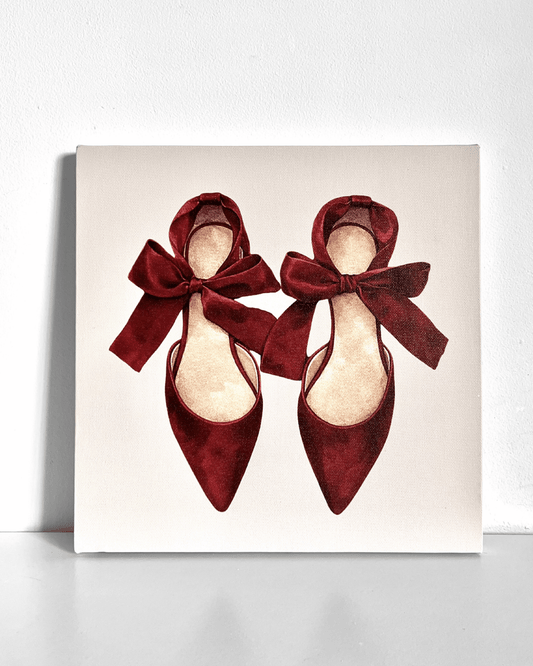 Burgundy Bow Heels Bedazzle Canvas Kit