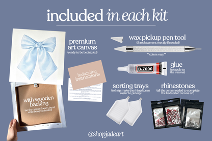 Blue Bow Bedazzle Canvas Kit