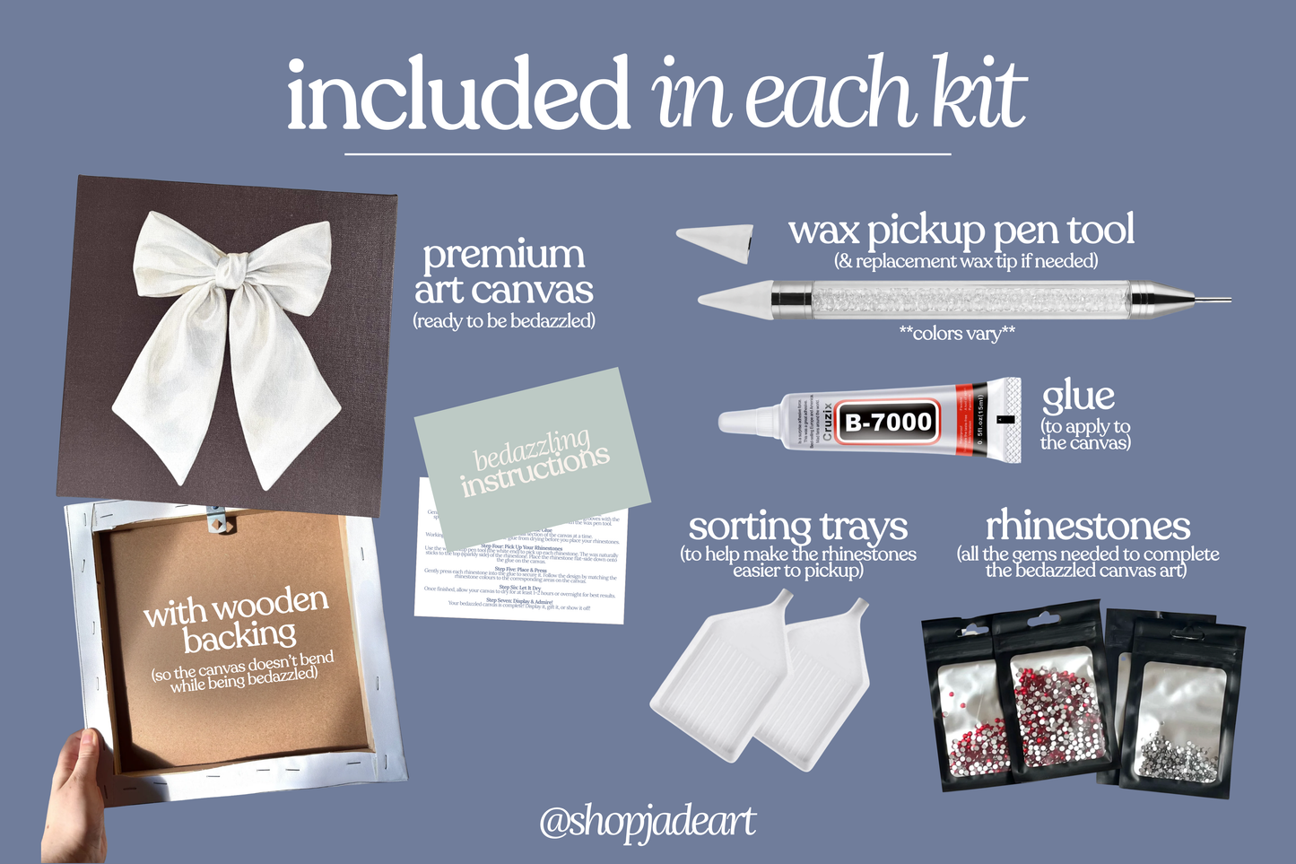 White Bow Bedazzle Canvas Kit