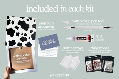 Cow Print Bedazzle Canvas Kit