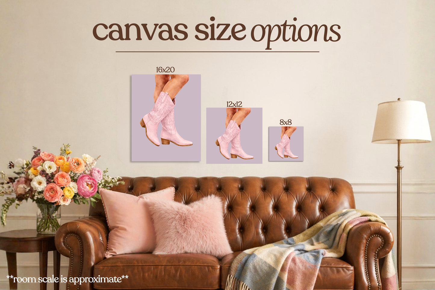 Light Pink Cowgirl Boots Bedazzle Canvas Kit