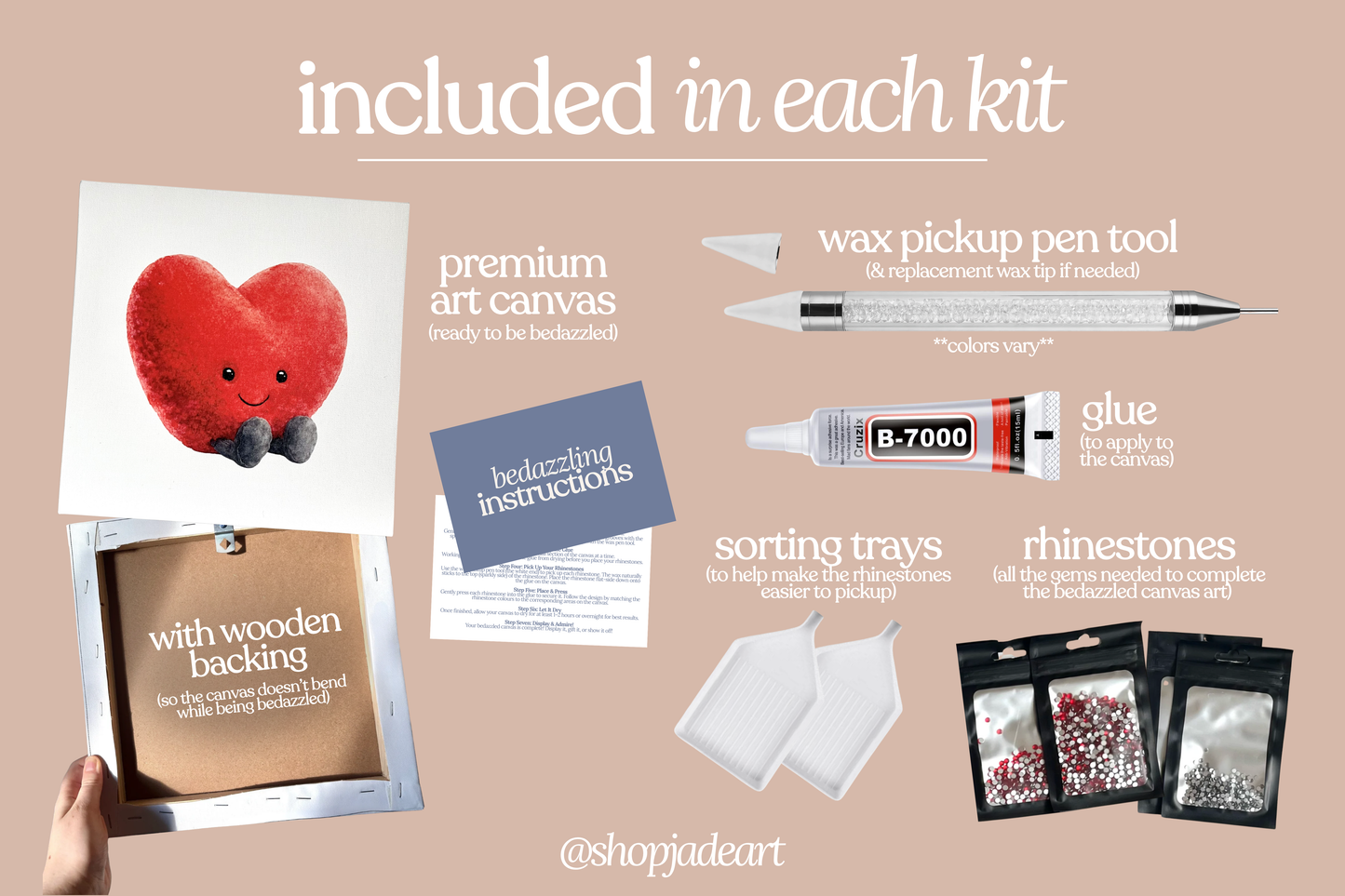 Heart Plushie Bedazzle Canvas Kit