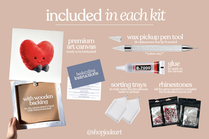 Heart Plushie Bedazzle Canvas Kit