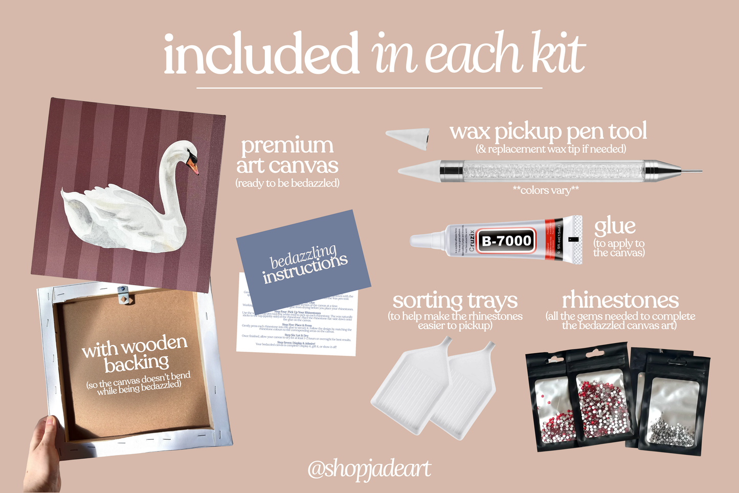 Swan Bedazzle Canvas Kit