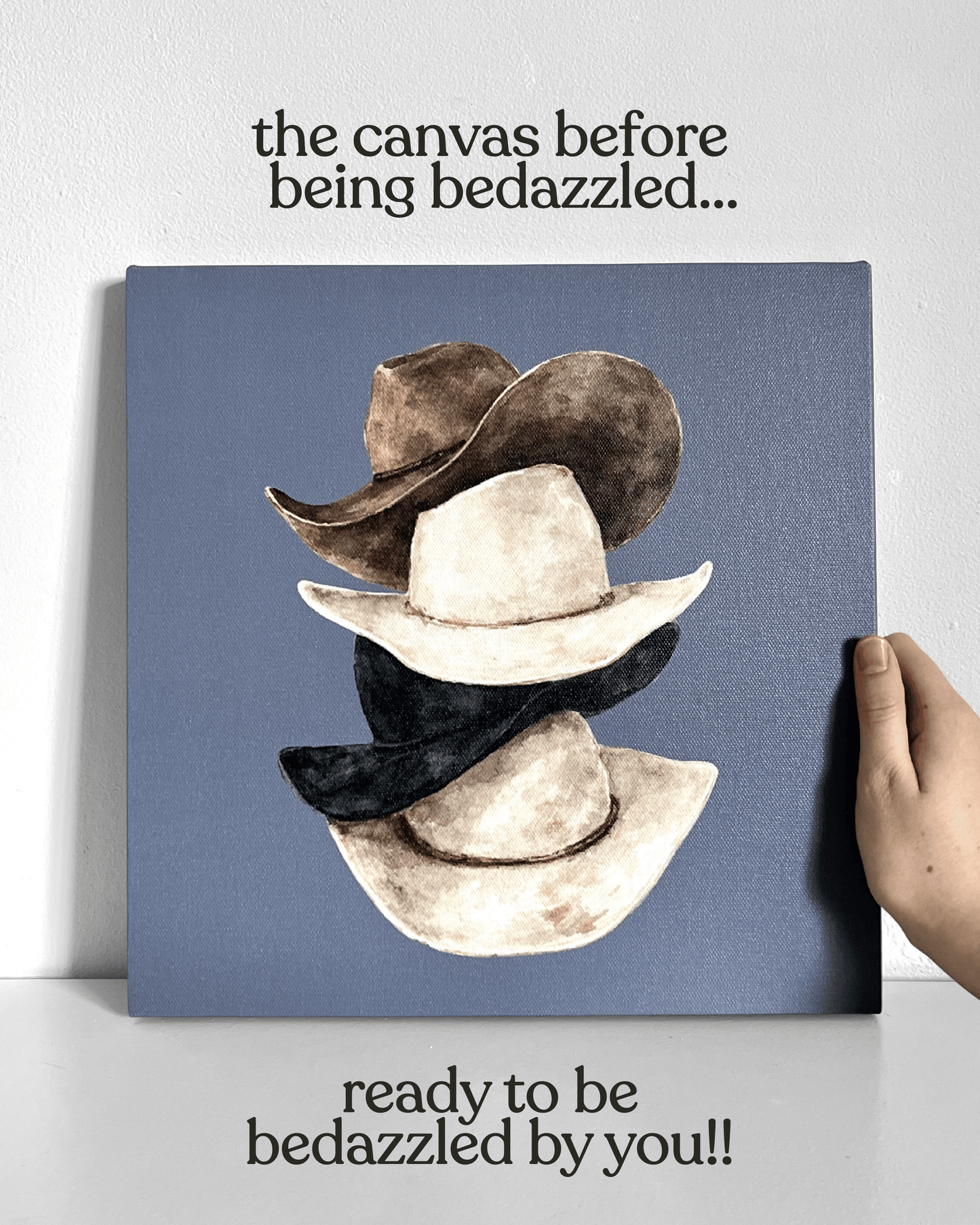 Cowgirl Hat Stack Bedazzle Canvas Kit