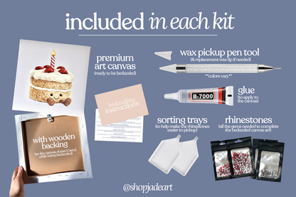 Birthday Cake Plushie Bedazzle Canvas Kit