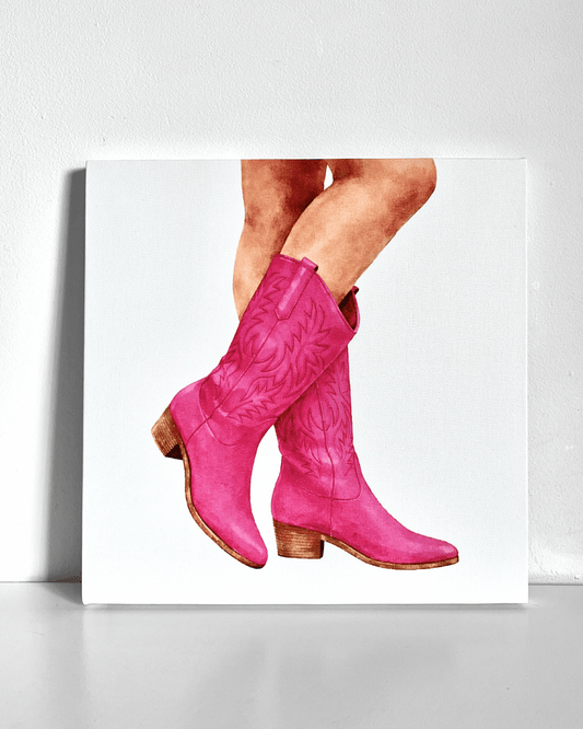 Hot Pink Cowgirl Boots Bedazzle Canvas Kit