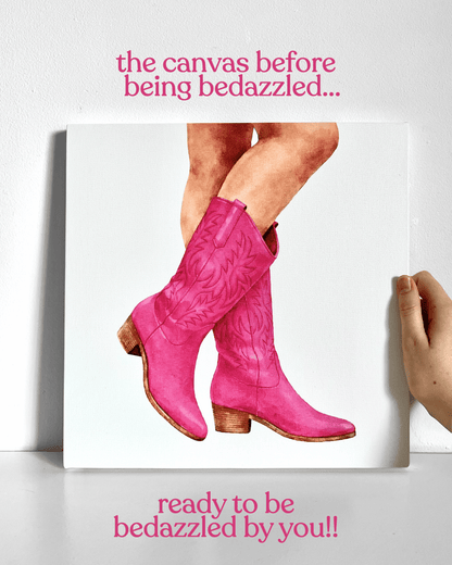Hot Pink Cowgirl Boots Bedazzle Canvas Kit