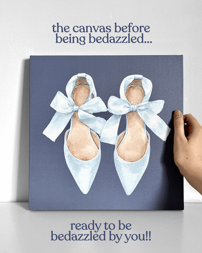 Blue Bow Heels Bedazzle Canvas Kit