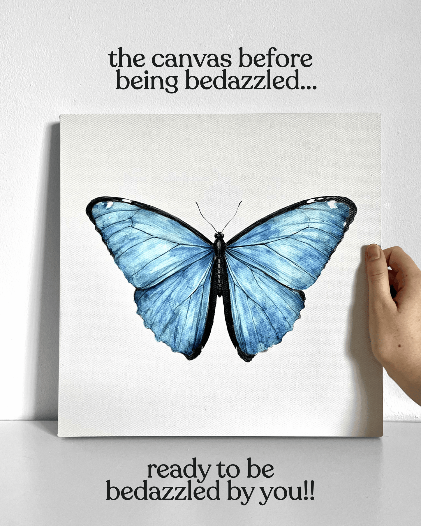 Blue Butterfly Bedazzle Canvas Kit