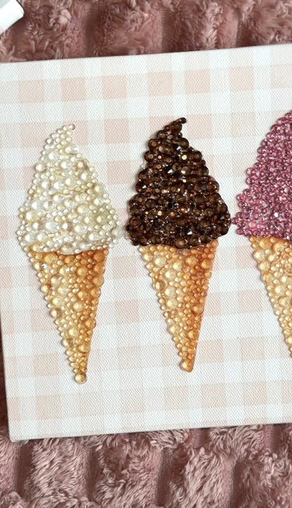 Ice Creams Bedazzle Canvas Kit