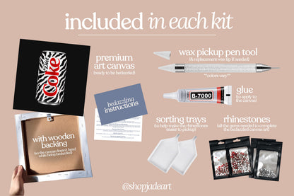 Zebra Diet Cola Bedazzle Canvas Kit