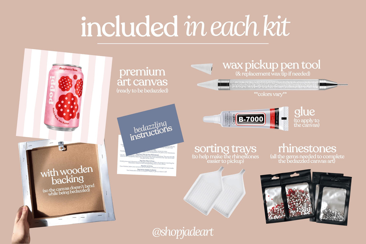Raspberry Rose Poppi Bedazzle Canvas Kit