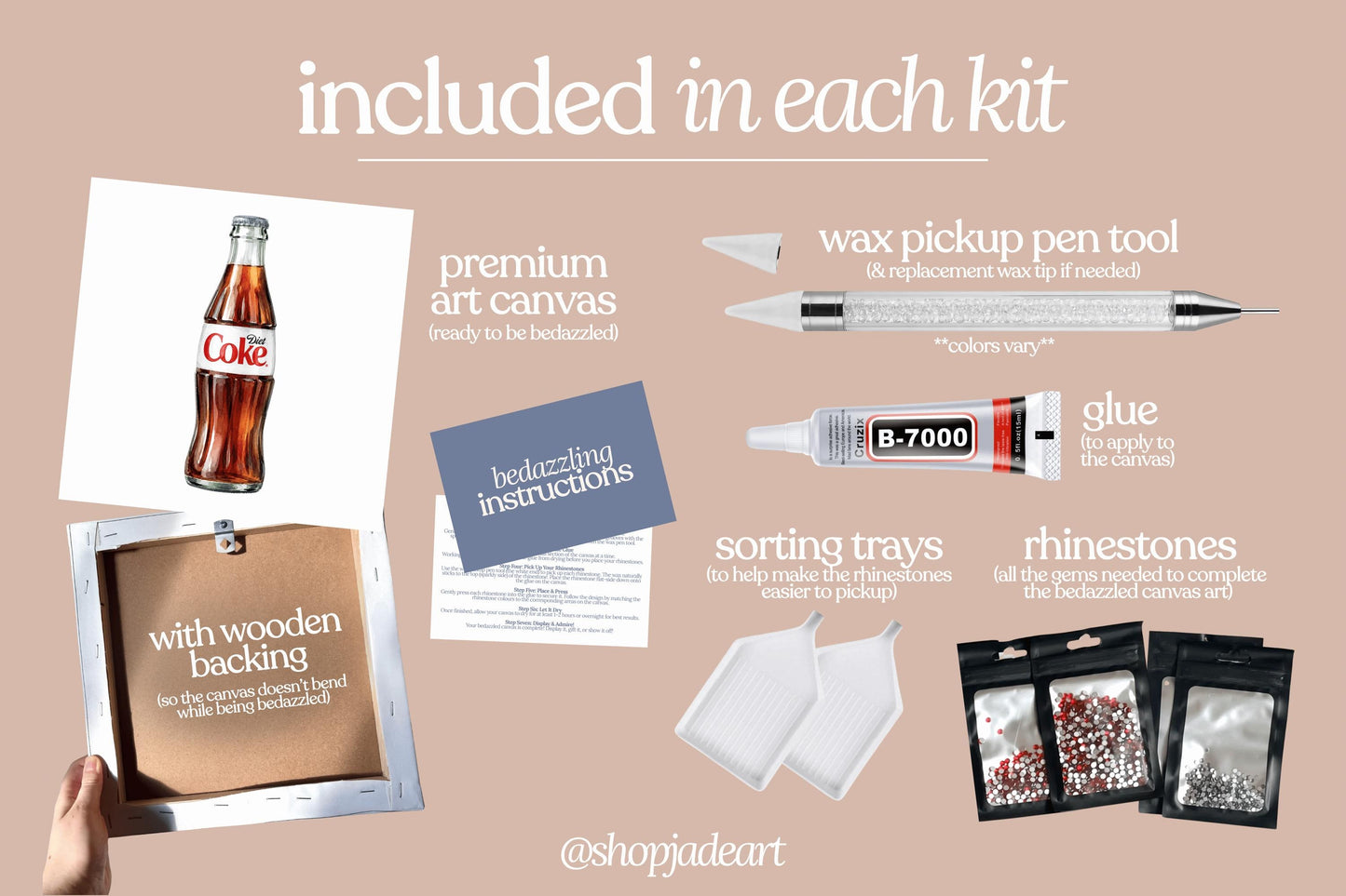 Diet Cola Glass Bottle Bedazzle Canvas Kit