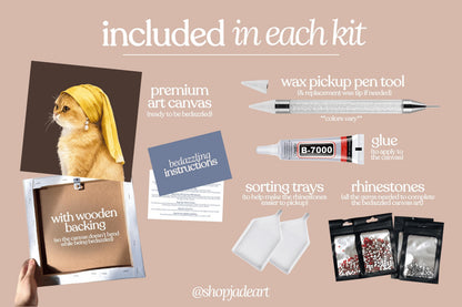 Cat with a Pearl Earring Bedazzle Canvas Kit