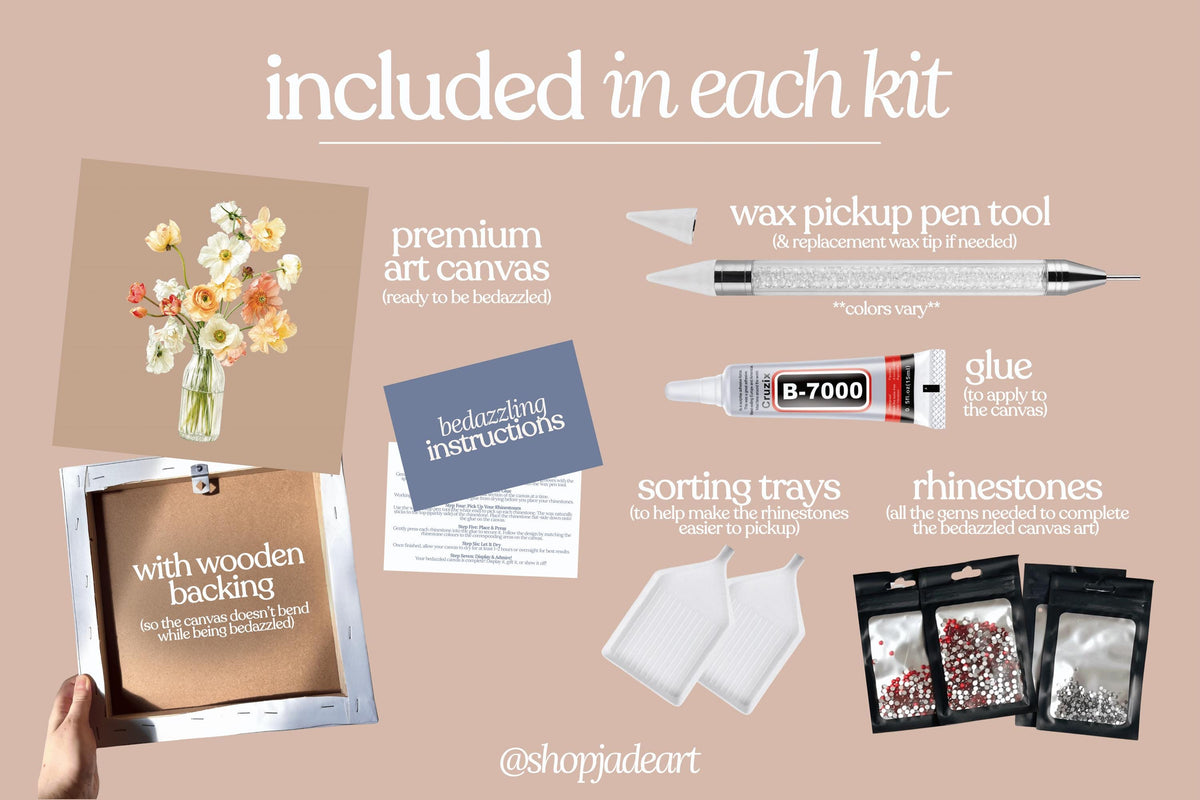 Flower Vase Bedazzle Canvas Kit