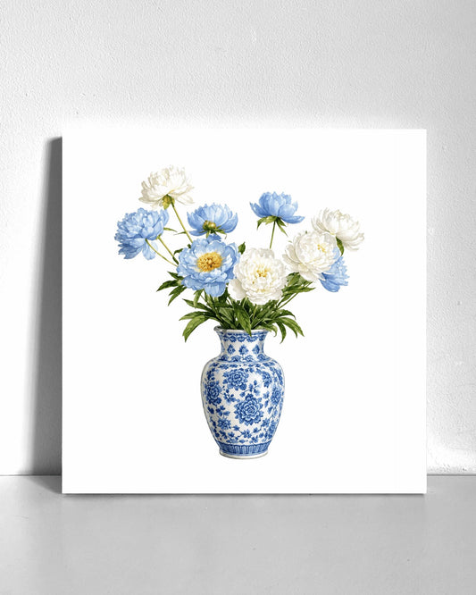 Blue Flower Vase Bedazzle Canvas Kit
