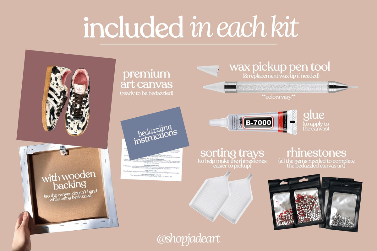 Cow Sneakers Bedazzle Canvas Kit