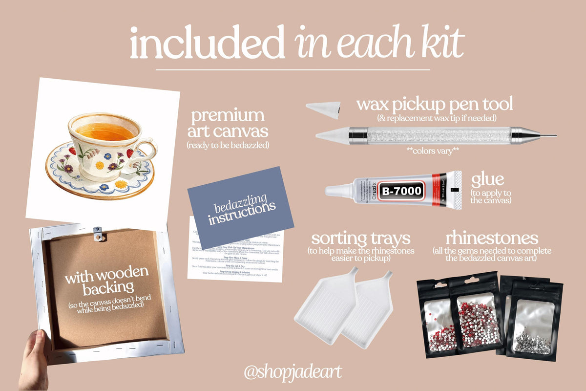 Tea Cup Bedazzle Canvas Kit