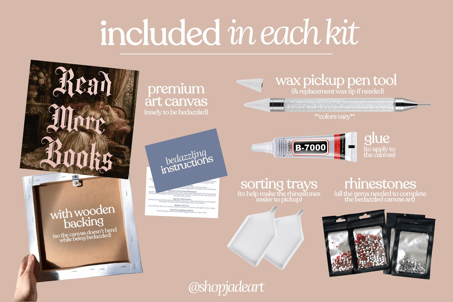 Medieval Pink Books Bedazzle Canvas Kit