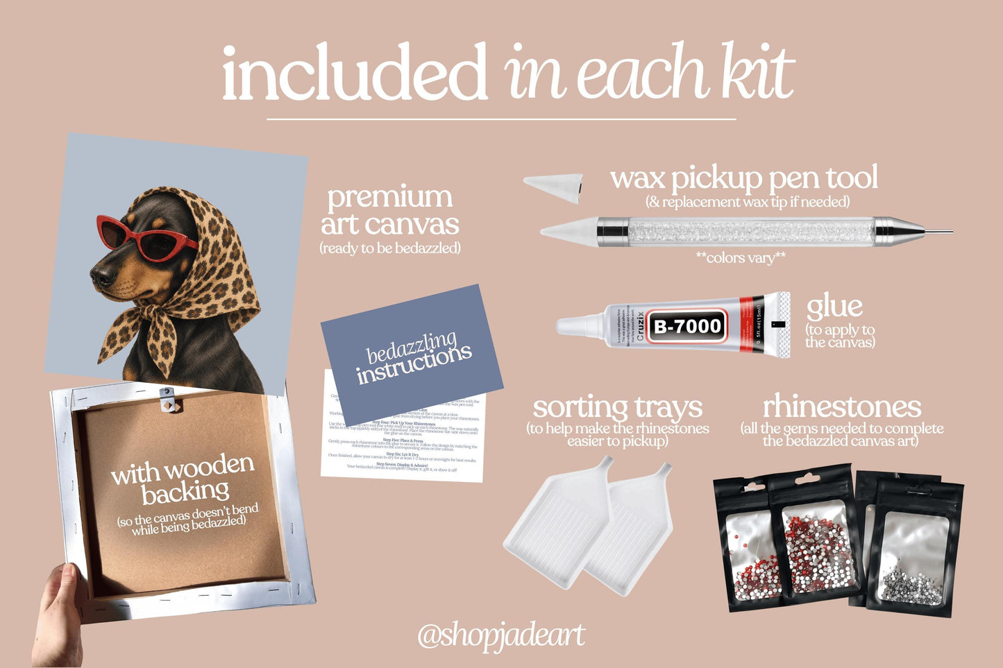 Stylish Dachshund Bedazzle Canvas Kit