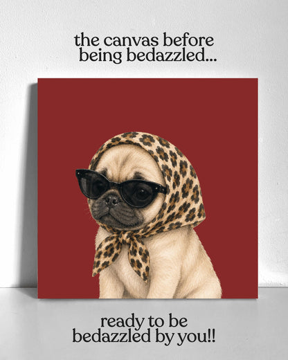 Stylish Pug Puppy Bedazzle Canvas Kit