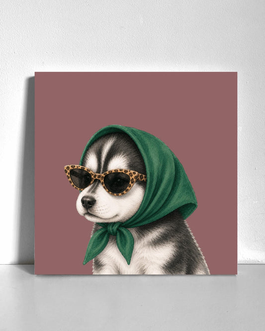 Stylish Husky Puppy Bedazzle Canvas Kit