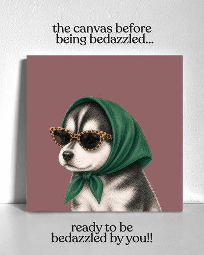 Stylish Husky Puppy Bedazzle Canvas Kit