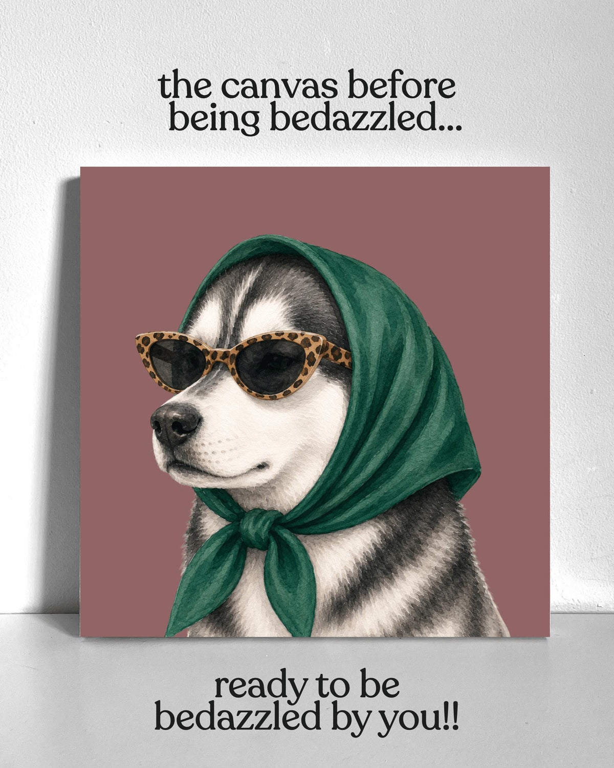 Stylish Husky Bedazzle Canvas Kit
